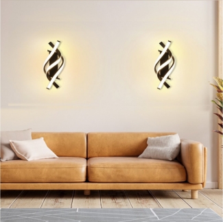 oyajia LED Wandleuchte Moderne Wandleuchte Innen, 16W 1600LM Kurvenform Wandleuchte, LED fest integriert, Warmweiß, Schwarz Wandleuchte für Wohnzimmer Schlafzimmer Treppenhaus Flur