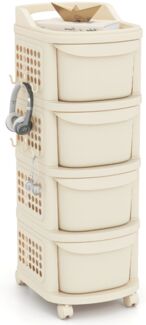 Schmaler Nischenschrank auf Rollen Nischenregal mit 4 Schubladen & Pegboard Nischenwagen