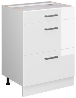 Vicco Schranksystem R-Line, Weiß Hochglanz/Weiß, 60cm mit Schubladen, ohne AP
