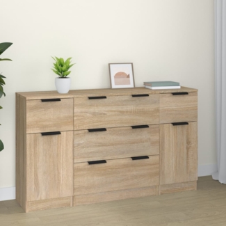 vidaXL 3-tlg. Sideboard-Set Sonoma-Eiche Holzwerkstoff 3115822