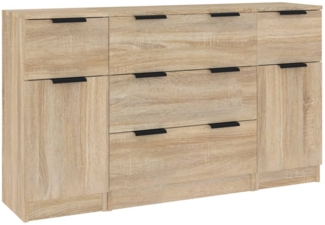 vidaXL 3-tlg. Sideboard-Set Sonoma-Eiche Holzwerkstoff 3115822