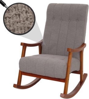 Schaukelstuhl HWC-K10, Relaxsessel, Holz FSC® Stoff/Textil Bouclé (450g/m²) ~ grau, Gestell Walnuss-Optik