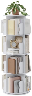 GarveeMore Bücherregal 4-stöckiger drehbarer Bücherregalturm Vertikal um 360° für KleineRäume, 46x46x127CM vertikal spiralförmiger Bücherregal-Organizer aus Holz
