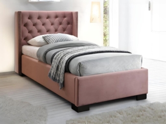 Vente-unique - Polsterbett - 90x200 cm - Samt - Rosa - MASSIMO II