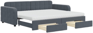vidaXL Tagesbett Ausziehbar mit Schubladen Dunkelgrau 90x200 cm Samt 3197002