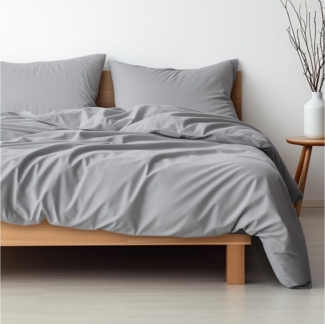 Hausfelder Bettwäsche Set 200x200 cm (2 x Kissenbezug 80x80 cm + Decke 200x200 cm), 3 teilig, Bettwäsche, weich, pflegeleicht, mit Reißverschluss