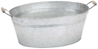 finehomegarden Pflanzschale Zink Schale mit Griff Metall oval Ø38x27 cm H19cm/Ø49x30 cm H21cm (1 St), Pflanzkübel Miniteich Pflanzschale 2Größen wählbar / Paket