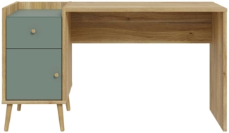 Schreibtisch Winston / Whenua , Grün, Holzfarben , 140 x 78 x 60 cm