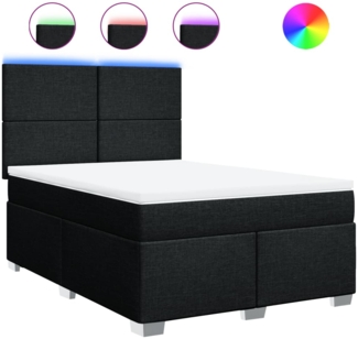 vidaXL Boxspringbett mit Matratze Schwarz 140x200 cm Stoff 3292806