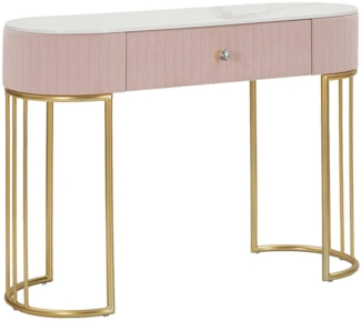 Dmora Konsolentisch Abstraktes , Tisch, Eingangskonsole, Regal, 100x40 h75 cm, Rosa und Weiß