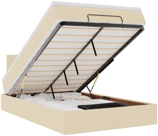 vidaXL Ottoman-Bett mit Matratze Creme 120x200 cm Stoff 3311371