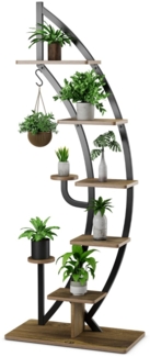 7-Stufiger Hoher Metall-Pflanzenständer Gebogenes Halbmondförmiges Leiter-Pflanzenregal