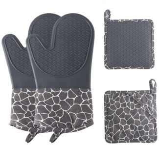 Auledio Topflappen Ofenhandschuhe 230°C Hitzebeständig - Rutschfest Silikon 1+2 Küche/BBQ, (Set, 2-tlg), Hitzebeständig bis 230 °C, rutschfest, BPA‑frei, ergonomisch