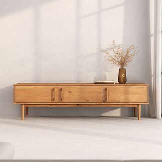 IDIMEX Lowboard TECCA, Niedriges Sideboard aus Massivholz mit 3 Türen Wohnzimmer eiche faben