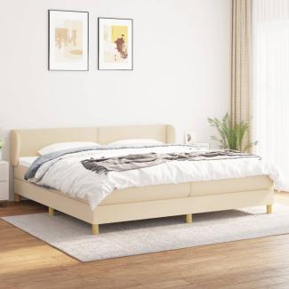 vidaXL Boxspringbett mit Matratze Creme 200x200 cm Stoff, Härtegrad: H2 [3126754]