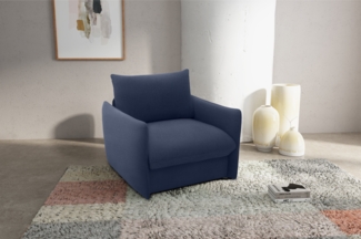 DOMO. collection Sessel 700023, Polstersessel, Schlaffunktion, Federkern, Füße mit Filzgleitern, Armsessel, Cocktailsessel, Loungesessel, 105 x 100 x 95 (BxTxH), dunkelblau