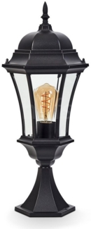 hofstein Pollerleuchte Sockelleuchte aus Metall/Glas in Schwarz/Klar, ohne Leuchtmittel, antike Außenleuchte, Gartenlampe, Gartenbeleuchtung IP44, 1 x E27