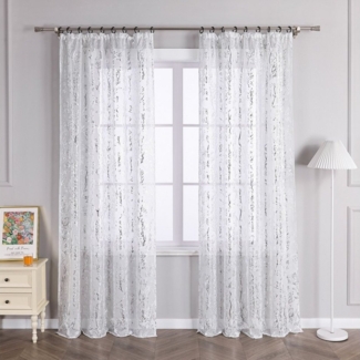 Joyswahl Gardine, Kräuselband (1 St), transparent, Voile, mit Glanzdruck