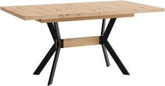 byLIVING Esstisch BREMEN / Tischplatte Artisan Eiche / Gestell Metall schwarz / mit Auszug / B 160 - 200, H 75, T 90 cm