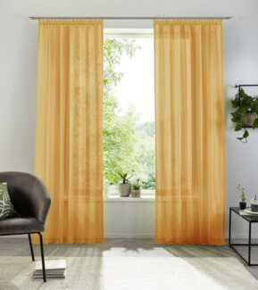 my home Gardine XANA mit Ösen, Kräuselband oder Schlaufen, Kräuselband (1 St), halbtransparent, Voile, Bestseller, einfarbig, 1 bzw. 2 Schals, pflegeleicht, Schal
