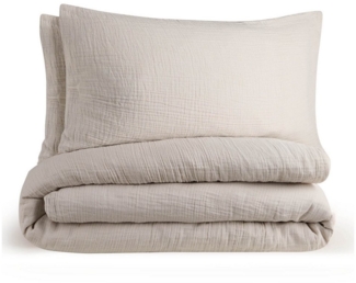 Blumtal Bettwäsche Musselin 100% Baumwolle im Set, Kopfkissenbezug & Deckenbezug, 3 teilig