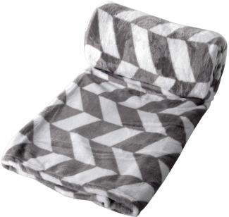 Flanell Wohndecke 150 x 200 cm weiß anthrazit gemustert