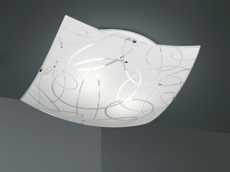 Eckige Deckenleuchte SPIRELLI Glas mit modernem Dekor, Quadrat 30cm