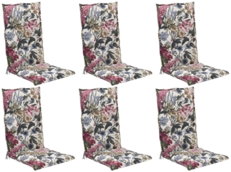 GO-DE Hochlehnerauflage HANA, B 50 x L 120 cm, Mehrfarbig, Baumwolle, (Set, 6 St), Polyester, für Hochlehner-Stühle