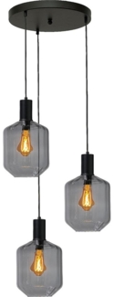 Pendelleuchte Porto 3-flammig Glas Schwarz-Transparent Ø45cm