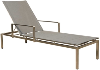 Gartenliege Alina I , Edelstahl , Grau , 66 x 35 x 200 cm