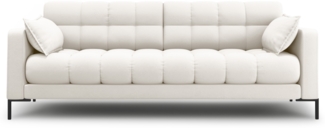 Micadoni Sofa Mamaia 3-Sitzer Strukturierter Stoff Helles Beige Metall schwarz