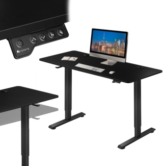 Juskys Höhenverstellbarer Schreibtisch, Metall, Holz, schwarz, 120x60 cm