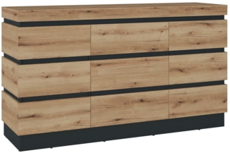 Sideboard >CORTE< in Coast Evoke Eiche Dekor/Kosmos Grau - 160,8x92,5x45cm (BxHxT)