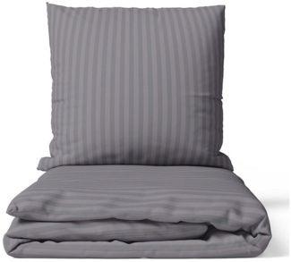 Visaggio Bettwäsche Mikrofaser Damast 135x200 155x220 200x200, Microfaser, 2 teilig, gestreift Damast Bettbezug Set, mit YKK Reißverschluss, Atmungsaktiv