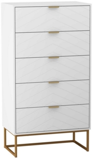 UEV Kommode mit 5 Schubladen Schrank schmal modern schubladenkommode (Sideboard für Wohnzimmer Schlafzimmer Büro Flur, Aufbewahrungsschrank mit Kisppschutz mehrzweckschrank 60cm breit), Mehrzweckschrank Highboard Beistellschrank allzweckschrank