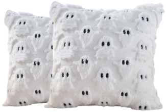 CLTYQ Kissenbezug Halloween Kissenbezug 45x45 cm – Geister Design, Schwarz, (2 Stück), aus weichem Plüsch-Kunstfell - Für herbstliche Heimdekoration