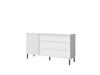 Beautysofa Kommode MIA 03 Weiß mit Lamellen an der Front, Möbel aus MDF-Platten