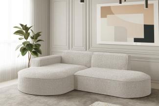 Ecksofa Designersofa PALMA XS in Stoff Ascot Beige Ottomane Links