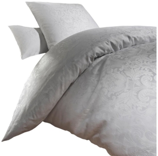 Mako-Brokat-Damast Bettwäsche - Curt Bauer Florenz 135x200 + 80x80 cm-0000 weiß