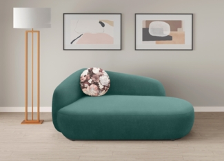 DOMO. collection Recamiere 700013, Liege mit Zierkissen, oval, Füße mit Filzgleitern, Chaiselongue, Sofa, Polstergarnitur, 183 x 105 x 75 (BxTxH), blau