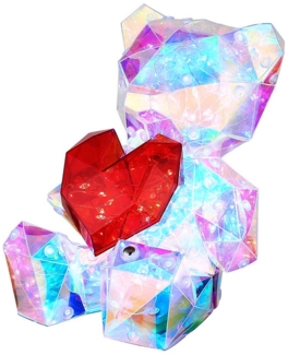 LED Dekolampe, Tischleuchte, Bär, Kristalldekor, H 17 cm