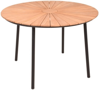 Runder Gartentisch COVINA – 110 cm aus Stahl & Teakholz