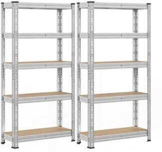 SONGMICS Schwerlastregal, 2er Set, Kellerregal, 30 x 75 x 150 cm, bis 875 kg belastbar, einfache Montage, Lagerregal, verstellbare Ablagen, Lagerregal, silbern