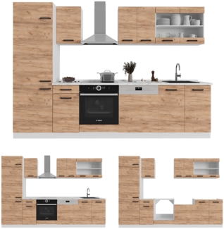 Küchenzeile R-Line Anthrazit Landhaus/Anthrazit 140 cm , AP Eiche Vicco