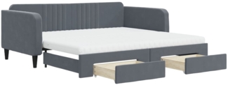 vidaXL Tagesbett Ausziehbar mit Schubladen Dunkelgrau 100x200 cm Samt 3197143