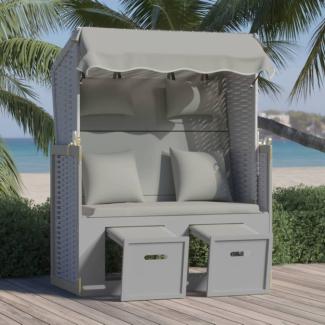 vidaXL Strandkorb mit Kissen Poly Rattan und Massivholz Grau 318659