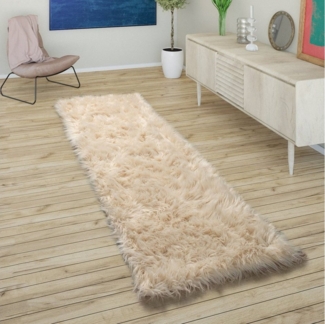 Paco Home Hochflor-Läufer Playa 960, rechteckig, Höhe: 64 mm, Läufer, Kunstfell, Flokati-Optik, weich und flauschig, Uni-Farben