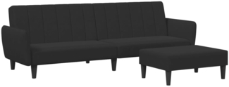 vidaXL Schlafsofa 2-Sitzer mit Fußhocker Schwarz Samt 3216253