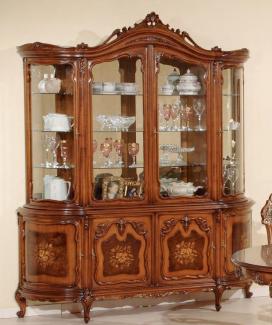 Casa Padrino Luxus Barock Vitrine Braun - Handgefertigter italienischer Barockstil Vitrinenschrank mit 8 Türen - Barockstil Möbel - Italienische Barock Möbel - Luxus Qualität - Made in Italy