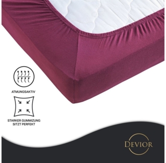 Devior Spannbettlaken für Standardmatratzen und Kinderbetten - 100% Baumwolle, 135 g/m², Jersey, Gummizug: Rundumgummizug, Anti-Statisches, atmungsaktives Laken mit Einlaufschutz - 90 x 200 cm